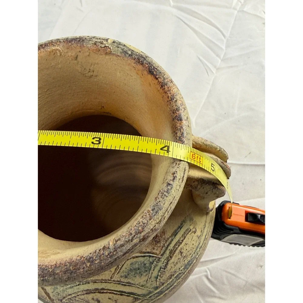 Vintage Style Terracotta Amphora Vase Rustic Greek Roman Decor 9in